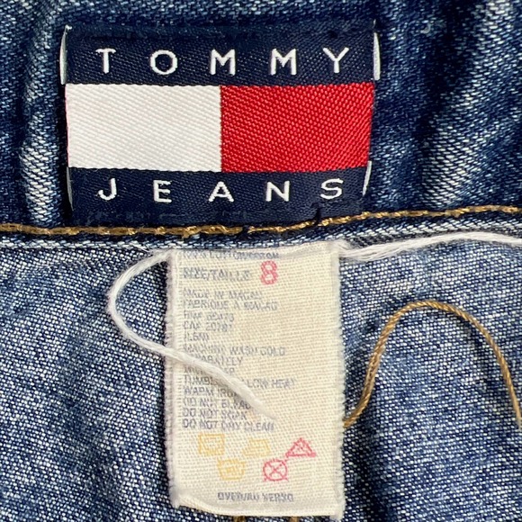 Vintage 90s Tommy Hilfiger Logo Waistband Denim Mini Skirt 8 - Picture 6 of 7